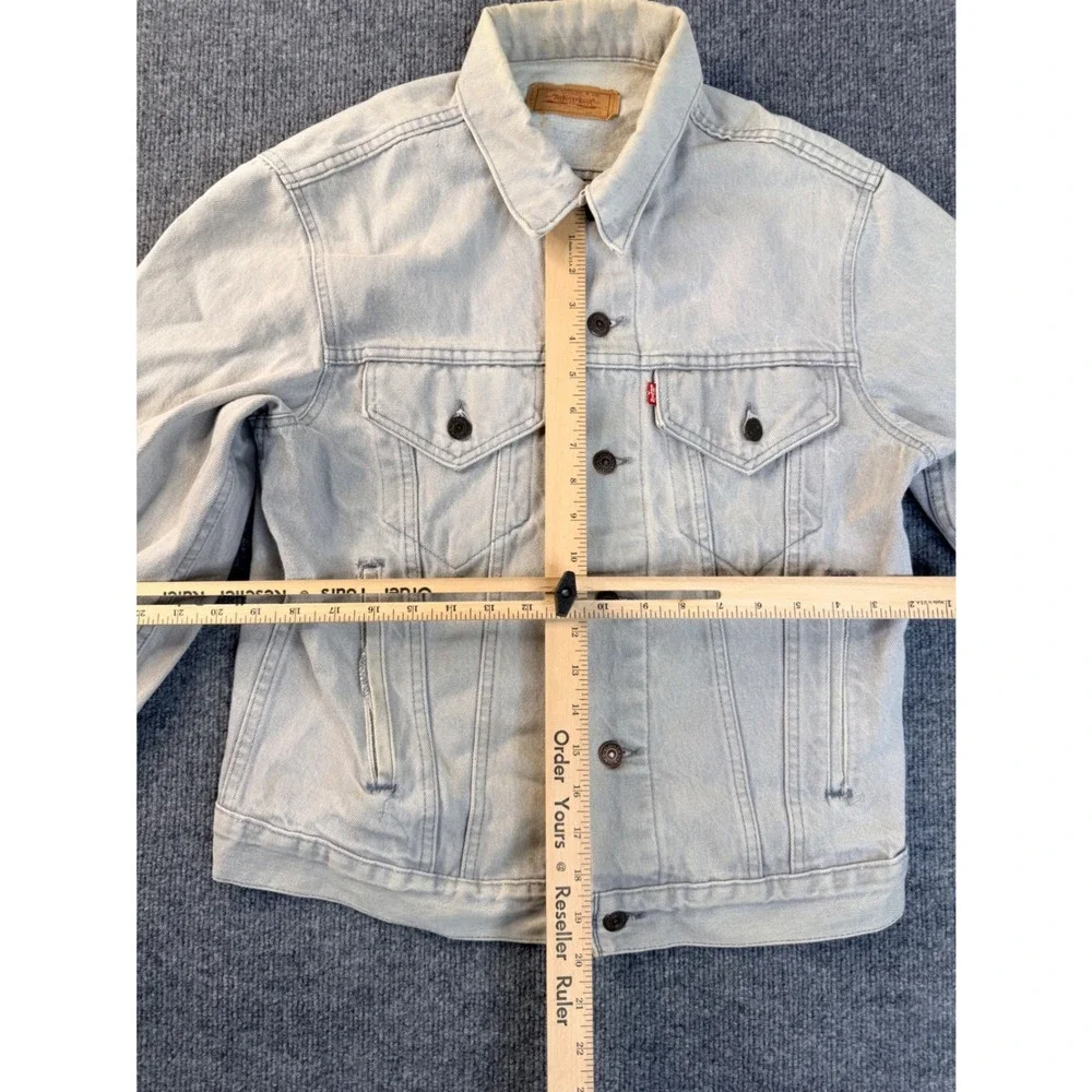 Vintage Levis 70506 0257 Denim Trucker Jacket 40 Grey Blue USA Made Workwear Men